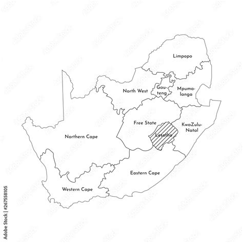 Vector isolated illustration of simplified administrative map of South ...