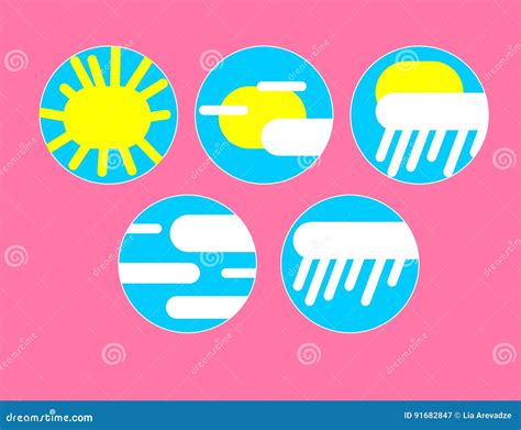 Reeks Met Verschillende Weerpictogrammen Wolk Zon Regen Vector