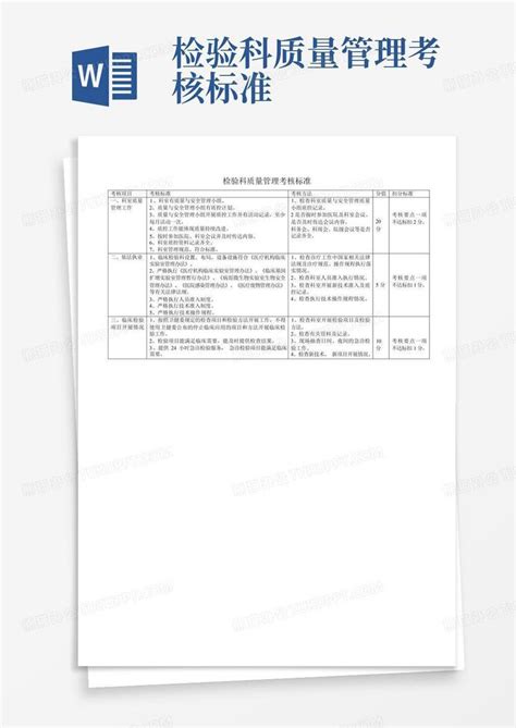 检验科质量管理考核标准word模板下载编号qekvzjxj熊猫办公