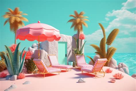 Premium Photo Summer Vibes 3d Render