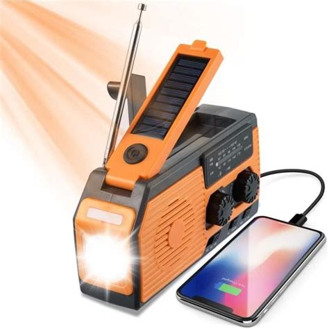 Radio De Secours Solaire Manivelle Radio Portable Amfm Avec Batterie