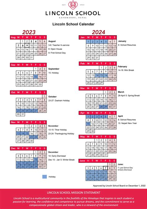 Lincoln School Calendar Bili Mariya