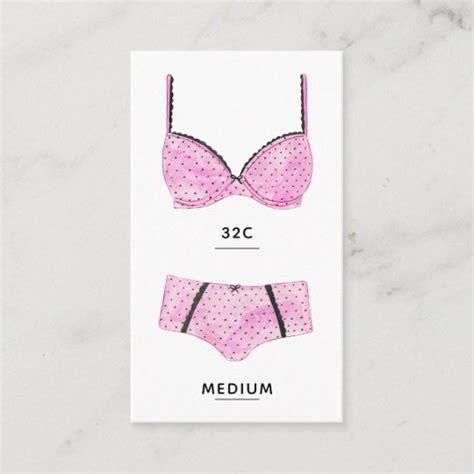 Lingerie Size Insert Card