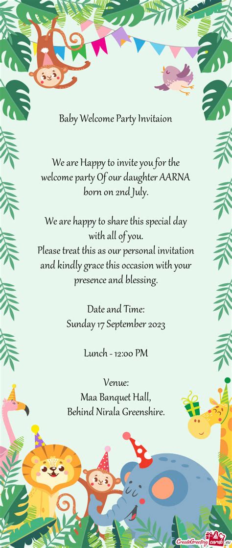 Baby Welcome Party Invitaion Free Cards