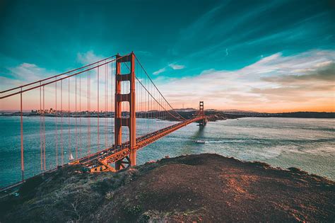 Hd Wallpaper Golden Gate Bridge San Francisco Sky Clouds River