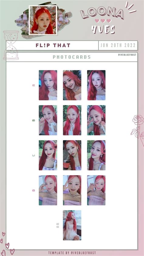 LOONA "FLIP THAT" YVES ALL PHOTOCARDS TEMPLATE | Photo cards, Photocard ...