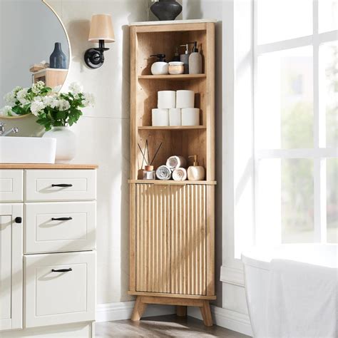 George Oliver Freestanding Tall Corner Cabinet Corner Bathroom Storage