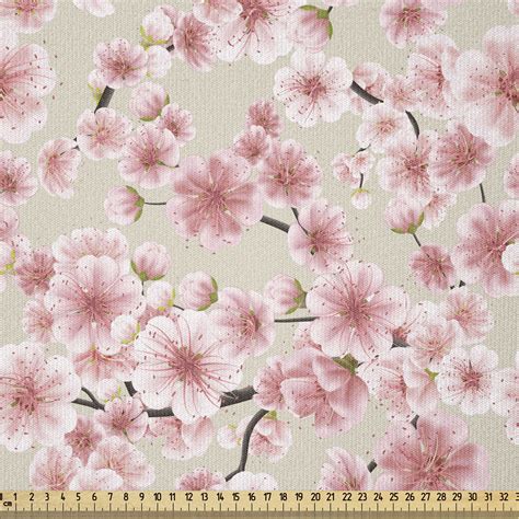 East Urban Home Ambesonne Cherry Blossom Fabric By The Yard Random