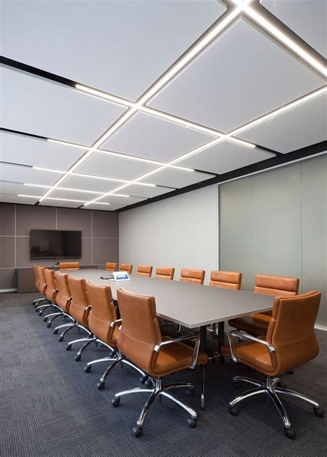 An Empty Conference Room With Leather Chairs And A Flat Screen Tv