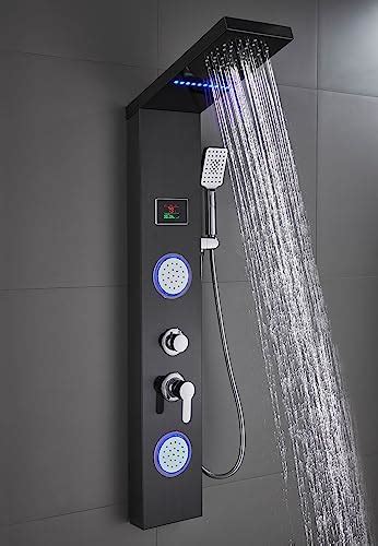 Elloandallo Shower Panel System Tower Led Rainfall And Mist Head Rain