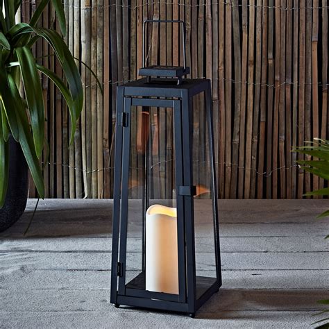 Regular Or Large Black Metal Solar Powered LED Garden Flickering Candle