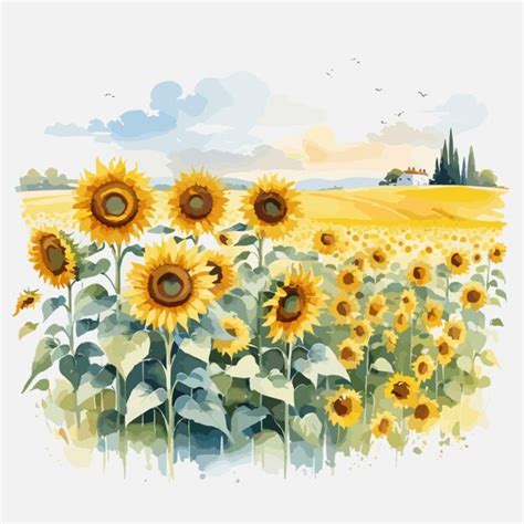 Premium Vector Water Color Sunflower