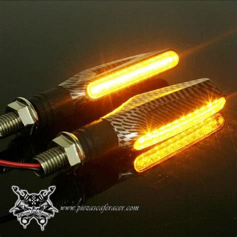 4X Intermitentes Moto 12V 12 LEDs Modelo Super Racing Color Fibra De