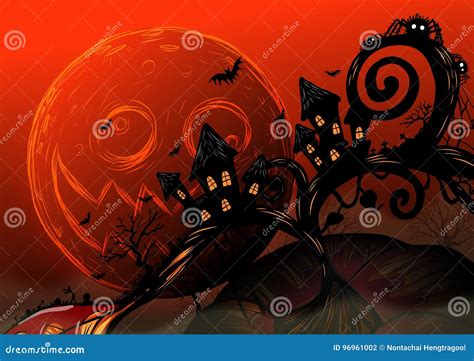 Halloween Background By Hand Drawing Stock Illustration Illustration