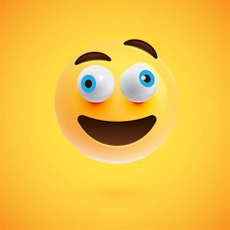 Realistic Yellow Emoticon In Front Of A Yellow Background Vector