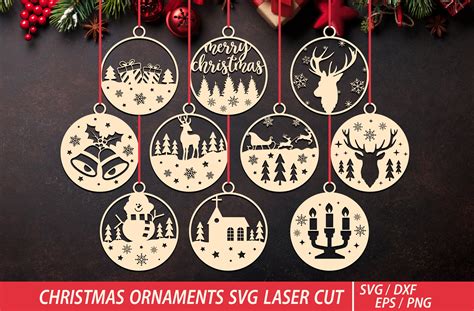 Christmas Ornaments SVG Laser Cut Files Gráfico por SVG creation