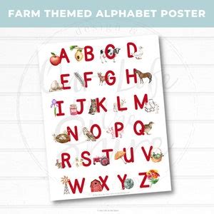 Printable Farm Theme Alphabet Posters Abc Letters Farm Decor Classroom