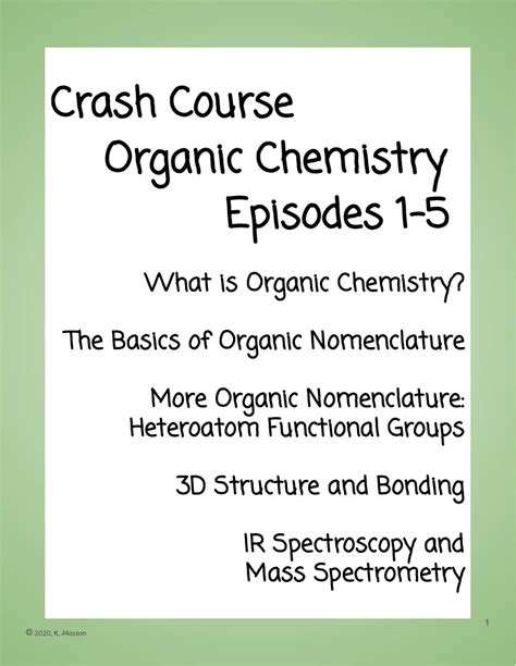 Crash Course Organic Chemistry Episodes 1 5 By Teach Simple