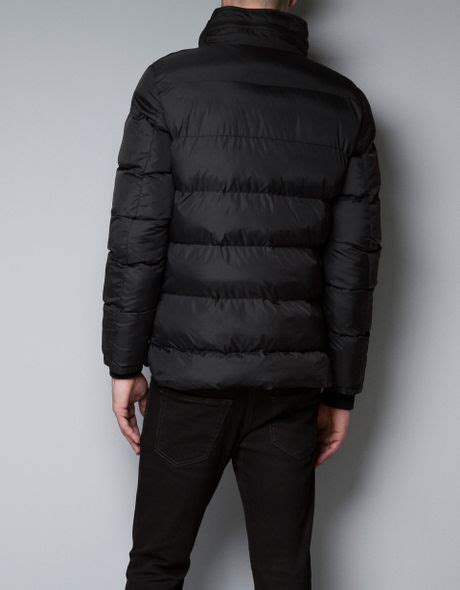 Zara Hooded Puffer Jacket With Contrasting Pockets In Black For Men Lyst