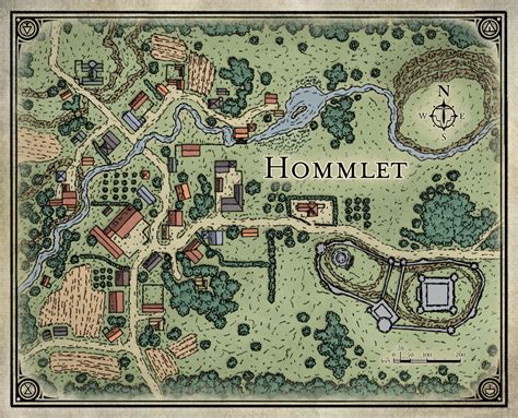 Map Of Hommlet W Keep Mattcolville Fantasy Map Fantasy City Map