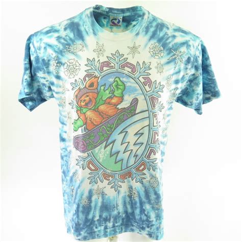 Vintage 90s Grateful Dead Band T Shirt Xl Liquid Blue Tie Dye Ski Dead Bears The Clothing Vault