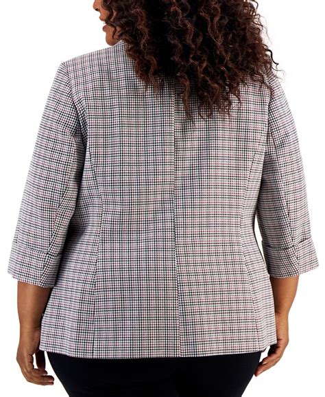 Kasper Plus Size Houndstooth Open Front Jacket Macys