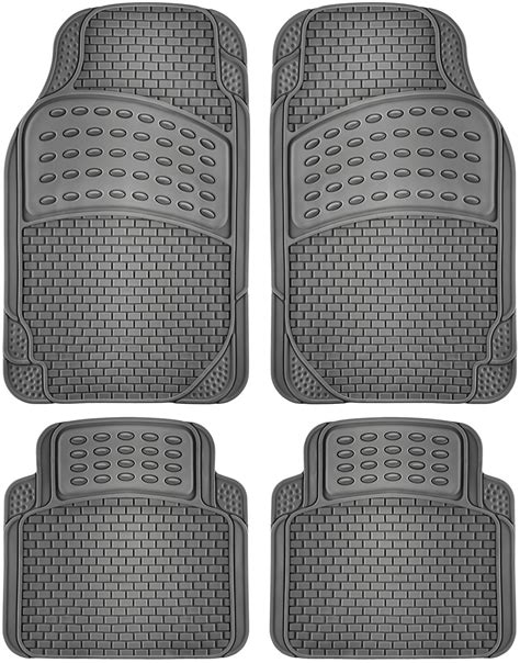 OxGord Universal Fit Car Floor Mats 4 Piece Set Ridged Rubber