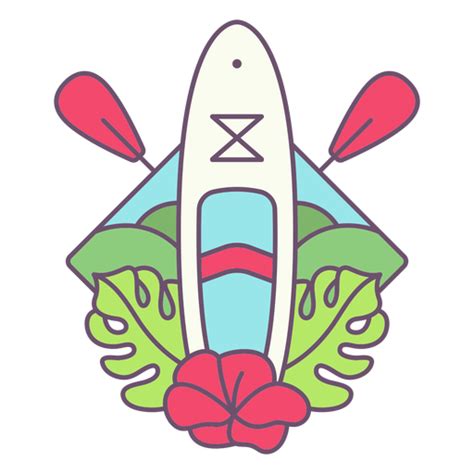 Paddleboard And Plants Color Stroke Badge Png And Svg Design For T Shirts