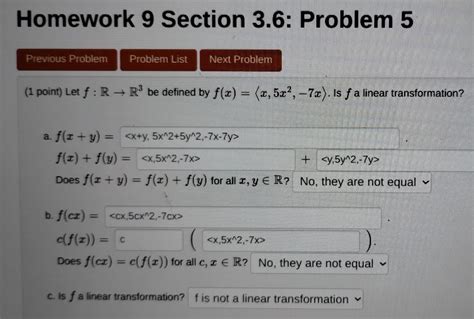 Solved 1 Point Let F R→r3 Be Defined By F X X 5x2 −7x