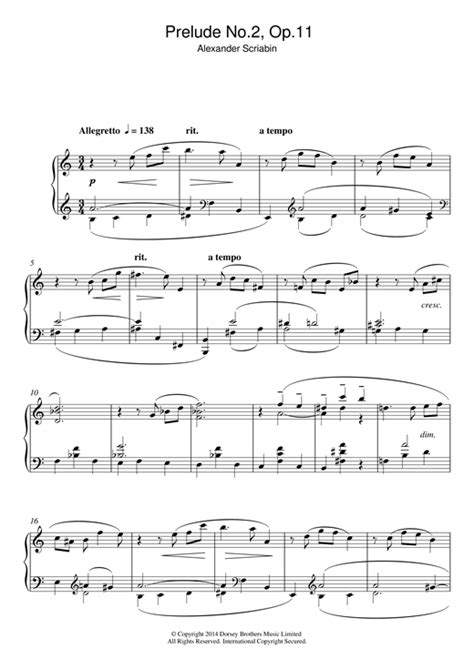 Alexander Scriabin Prelude No Op Sheet Music Pdf Notes Chords