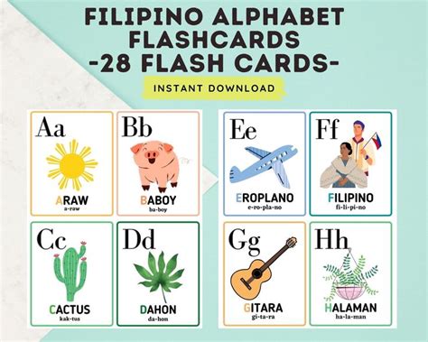 "Teach and Learn Basic Filipino (Tagalog). Pocketable flash cards A-Z ...