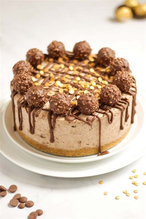 No Bake Ferrero Rocher Cheesecake Recipe With Gold Sprinkles