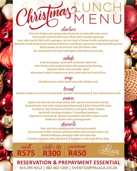 Palala Christmas Menu 2022 Palala Boutique Game Lodge And Spa