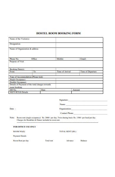 Free 49 Booking Forms In Pdf Ms Word Excel