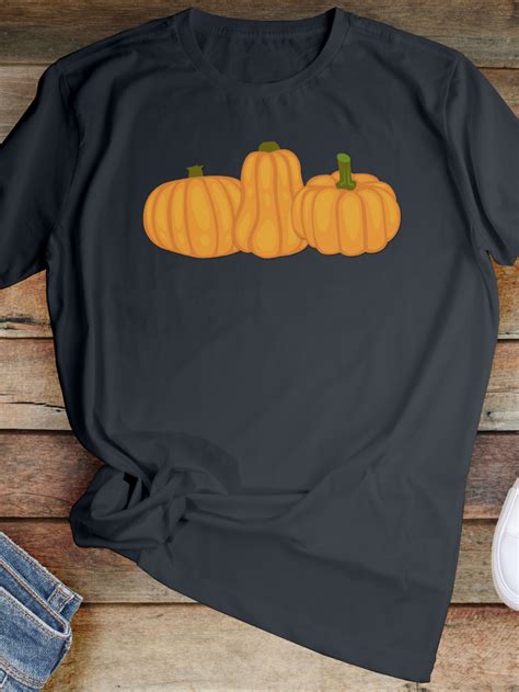 Fall Pumpkins Shirt Three Big Pumpkins Graphic Tee Thanksgiving