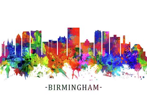 Birmingham Alabama Skyline Mixed Media By Nextway Art Fine Art America