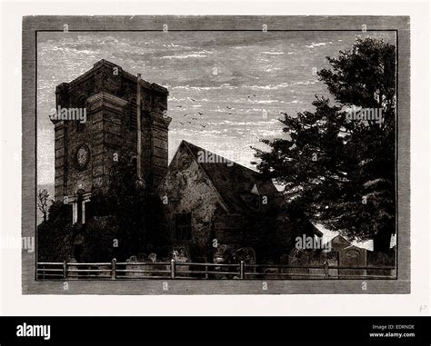 LALEHAM CHURCH, UK, engraving 1881 - 1884 Stock Photo - Alamy