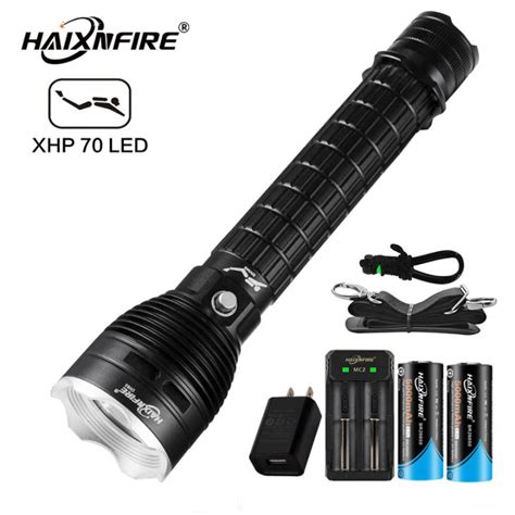 HaixnFire ไฟฉายกนนำ DV63ใตนำ ไฟฉายดำนำ XHP70 LED ดำนำตะเกยงตง