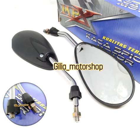 Spion Standar Model Satria FU Mirror Putih Gagang Chrome Drat Suzuki