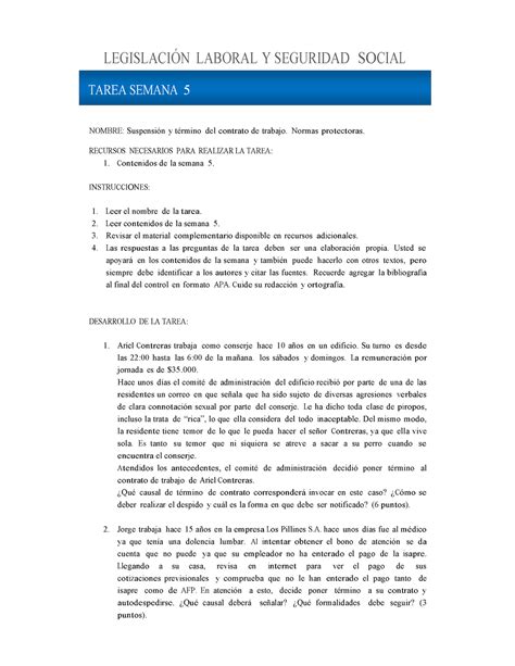 Legislacion Laboral Y Seguridad Social Tarea V Legislaci N