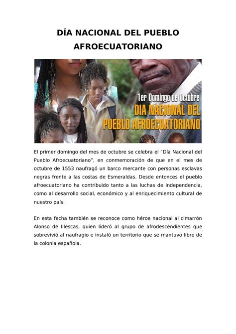 D A Nacional Del Pueblo Afroecuatoriano D A Nacional Del Pueblo