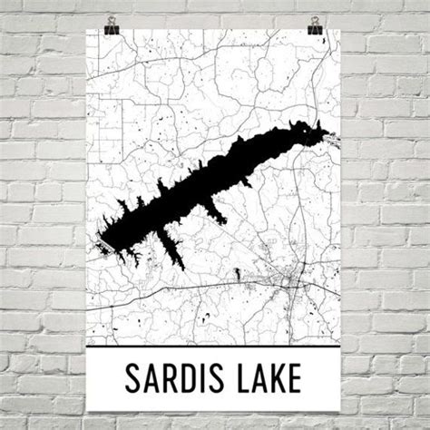 Sardis Lake Mississippi Sardis Lake MS Sardis Lake Map - Etsy | Lake ...