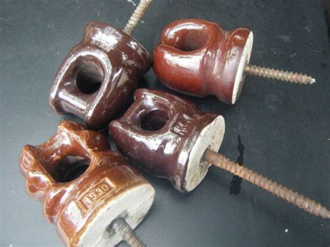 Antique Brown Glazed Ceramic Insulators By Kitschycollectibles 26 00 Glazed Ceramic