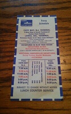 VTG Cape May Lewes Ferry Schedule | eBay