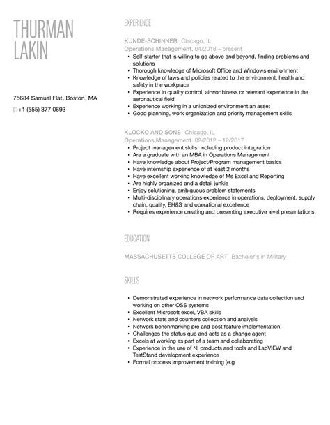 Operations Management Resume Samples Velvet Jobs