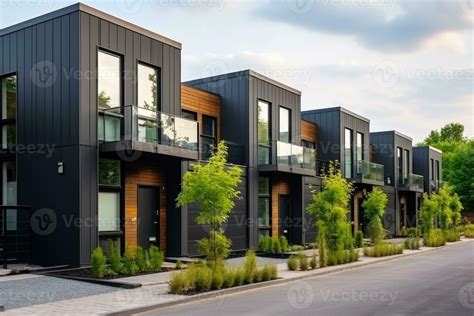 Modern townhouses facades. Generative AI 32484682 Stock Photo at Vecteezy
