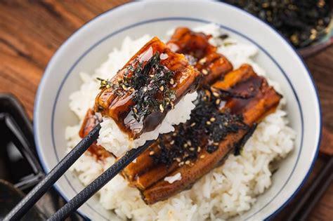 Premium Photo Japanese Eel Grilled With Rice Bowl Or Unagi Don