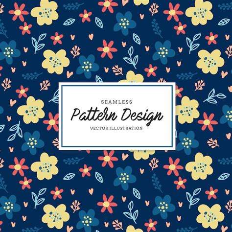 Patrón floral sobre fondo azul Vector Gratis