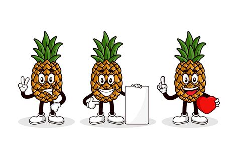 Pineapple Fruit Cartoon Character Design Collection 32168746 Vector Art At Vecteezy