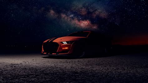 Ford Mustang Shelby GT500 Wallpaper 4K, Starry sky, Night, 5K